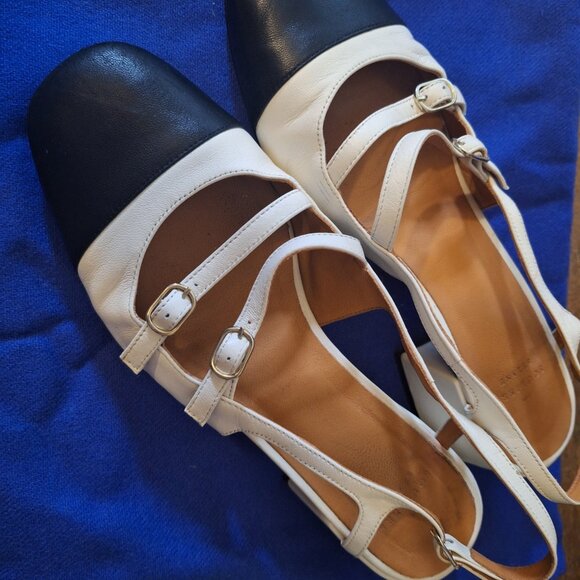 Sezane Shoes - Sezane Paula Babies Ecru / Black - Size 9/40